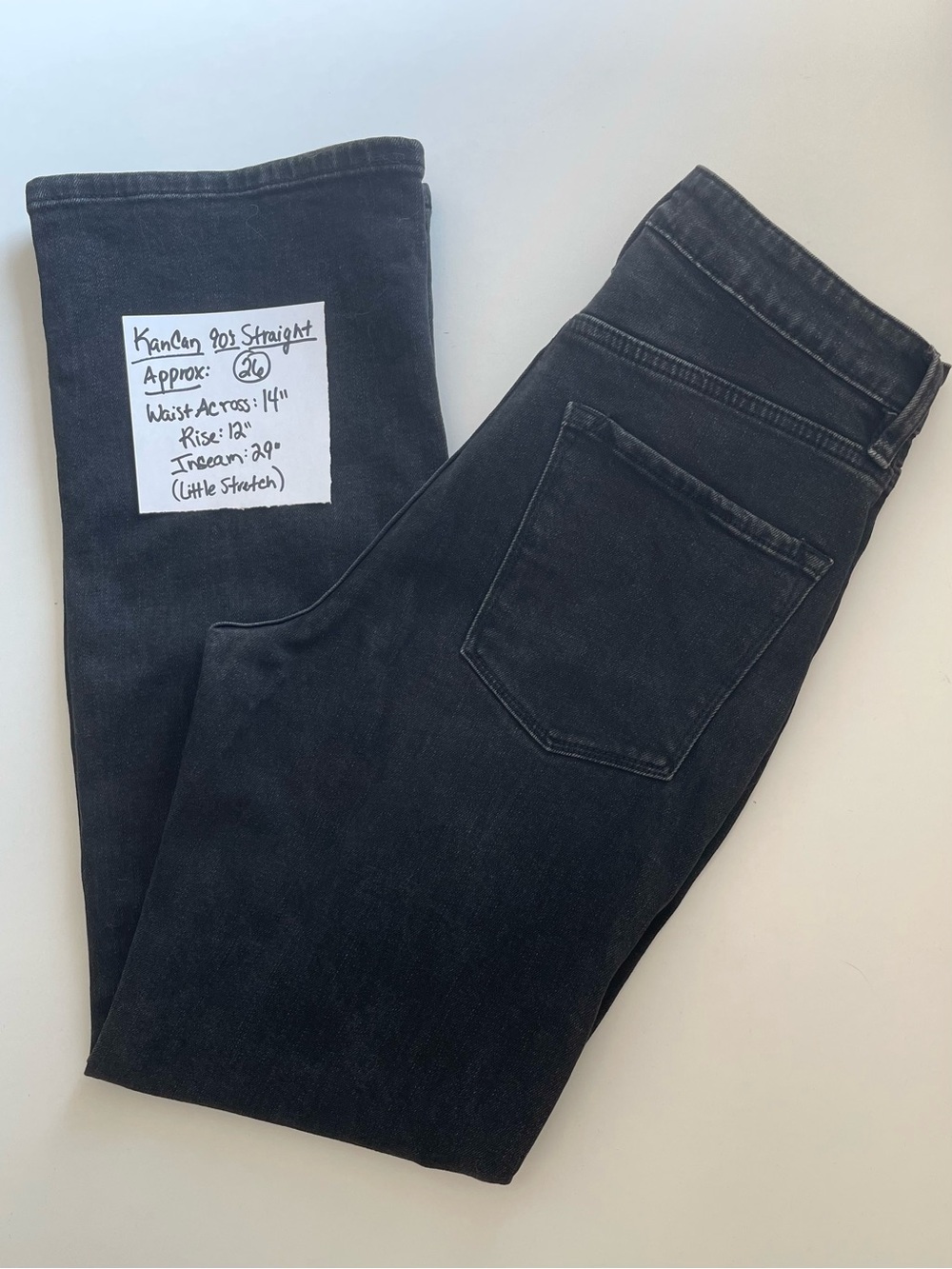 KanCan 90s Straight Paneled Jeans - High Rise & Black Wash - Size 26 - Picture 2 of 8